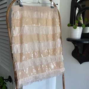 Endless Rose sequin tassel knee length fitted skirt